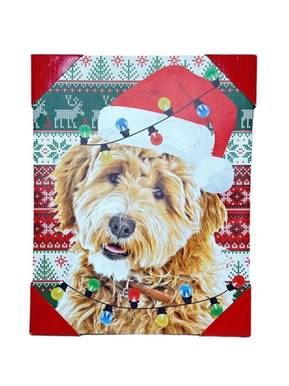 1 Crystal Art Gallery Golden Doodle Puppy, Christmas Canvas Print, 15” x 19”